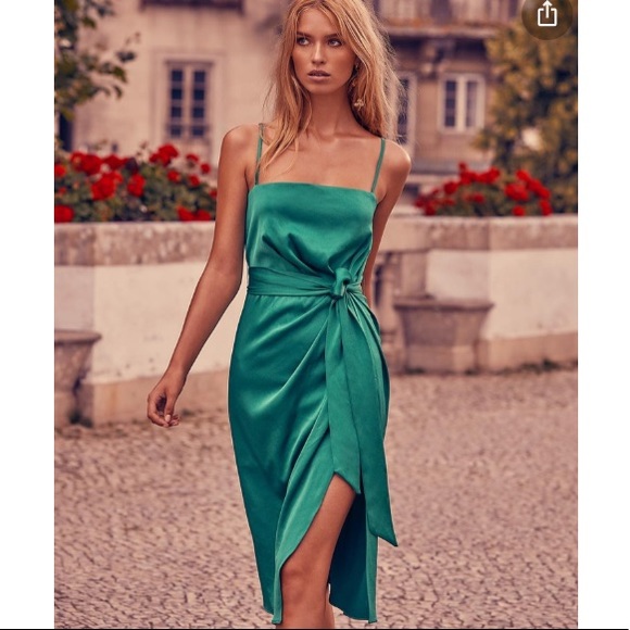 kookai green wrap dress